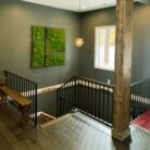 large moss collage in staircase