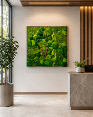 Moss Wall Art with Manzanita Branches - Wabimoss Handmade Art 36x36"