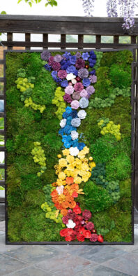 Rainbow Flower Moss Wall Art 36 x 65