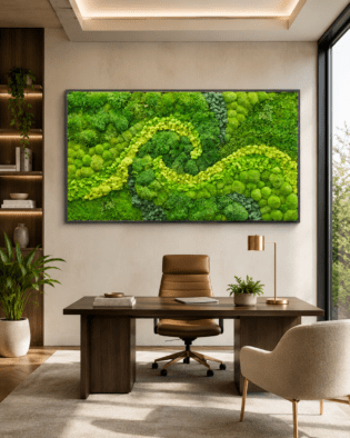 Modern Swirl Moss Wall Art 36 x 65