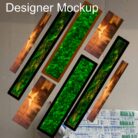 Designer mockup of moss and wood panels.