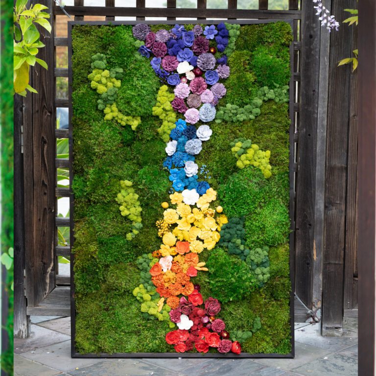 Rainbow Flower Moss Wall Art 36 x 65